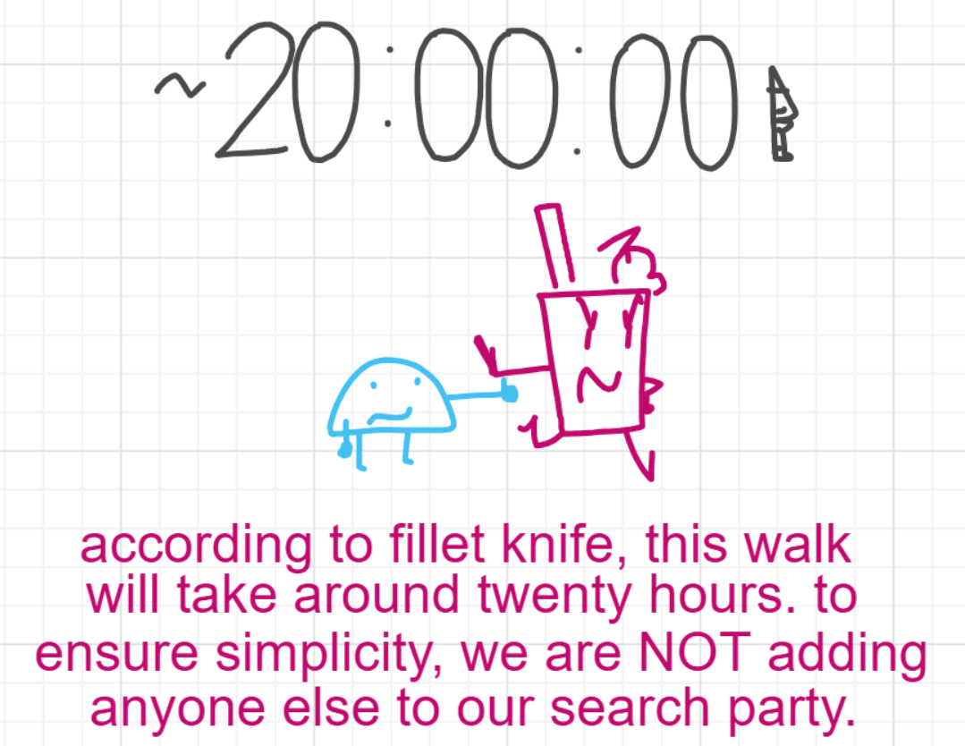 A panel from I've Been Everywhere, Man, episode nine of the Board Boards object show by Furretwalk/WalkingFurret.